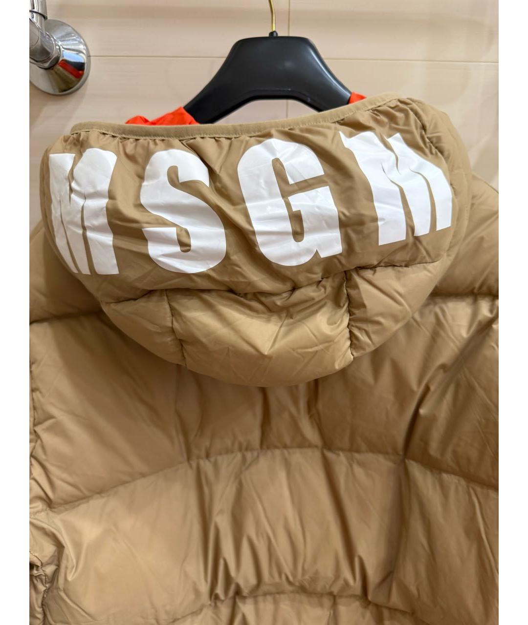 MSGM Бежевый полиэстеровый пуховик, фото 7