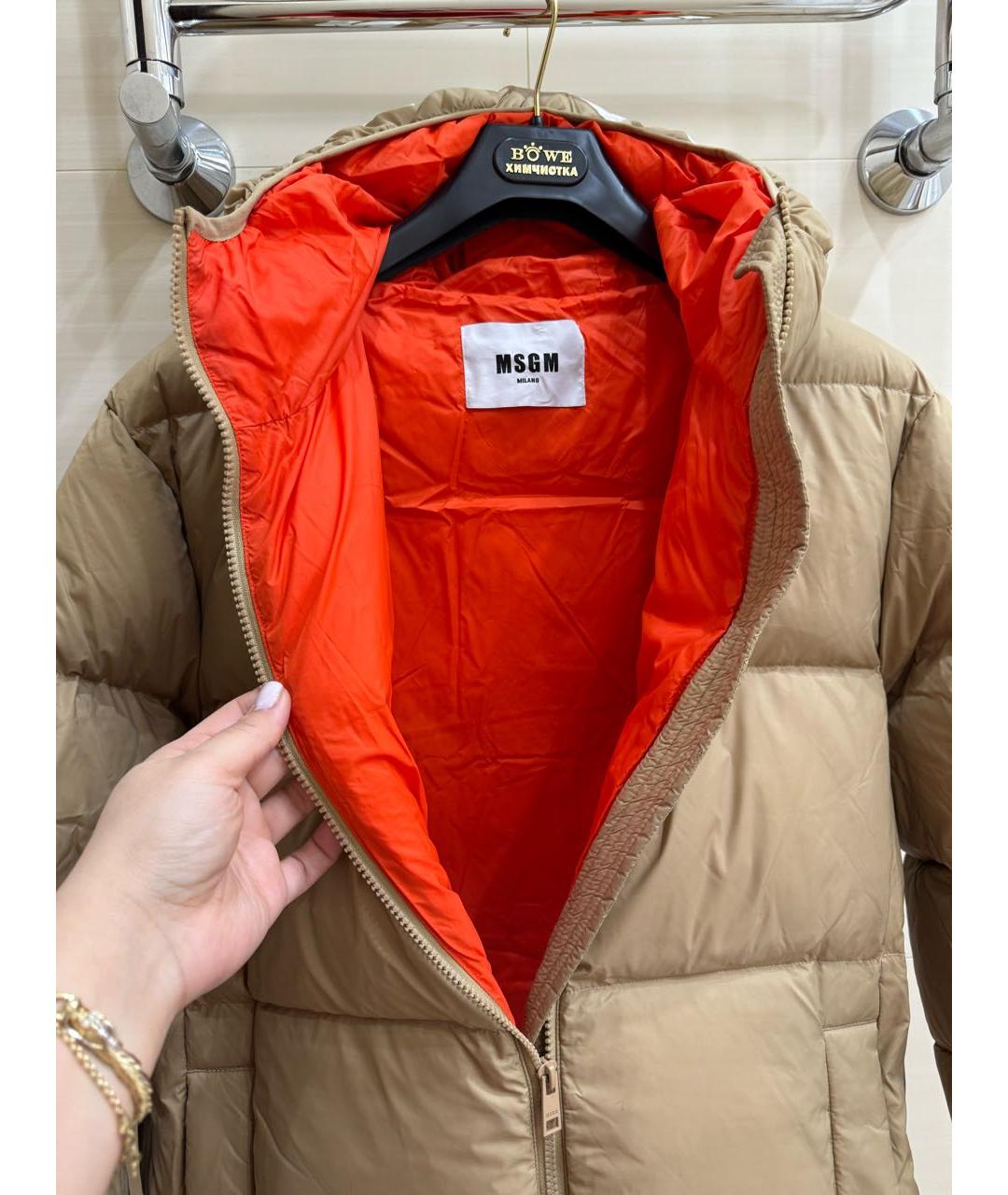 MSGM Бежевый полиэстеровый пуховик, фото 3
