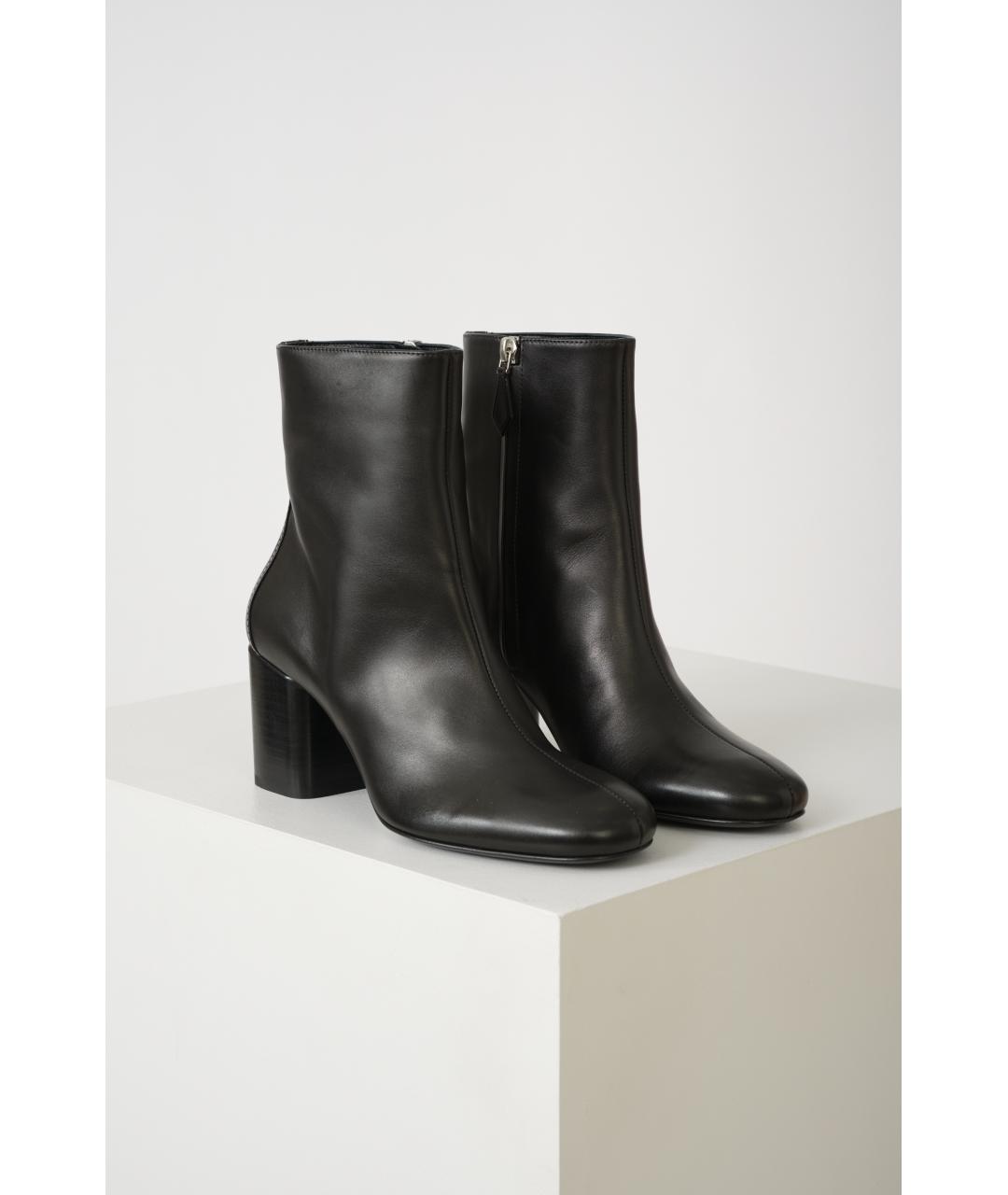 HERMES Черные кожаные ботильоны, фото 2