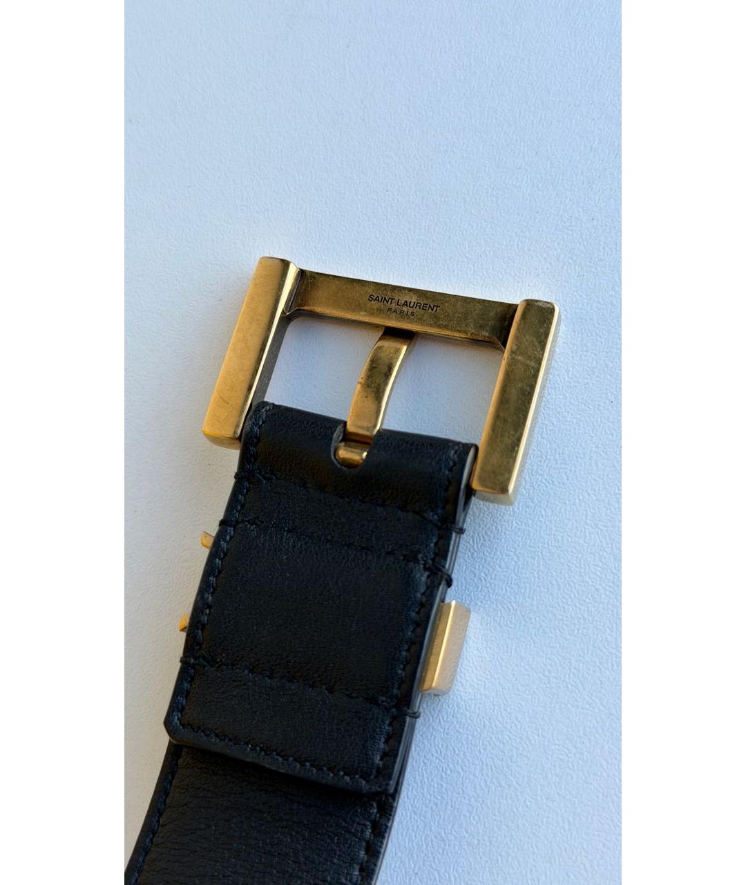 SAINT LAURENT Черный кожаный ремень, фото 3
