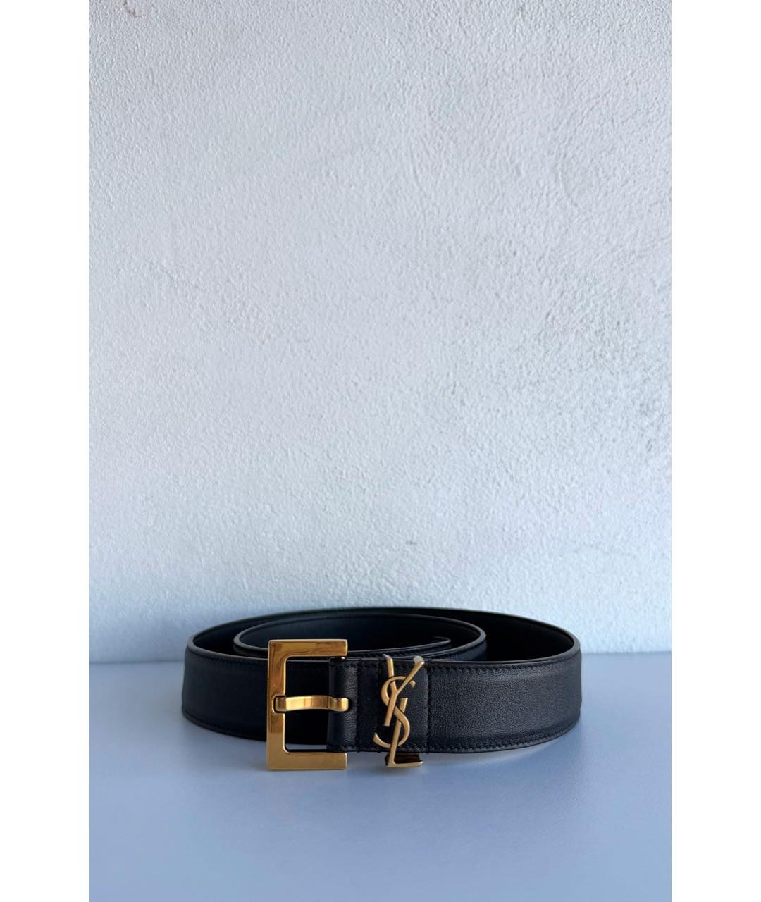 SAINT LAURENT Черный кожаный ремень, фото 7