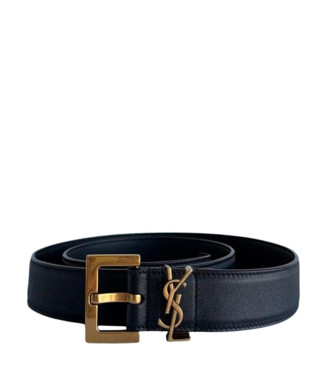 SAINT LAURENT Черный кожаный ремень, фото 1