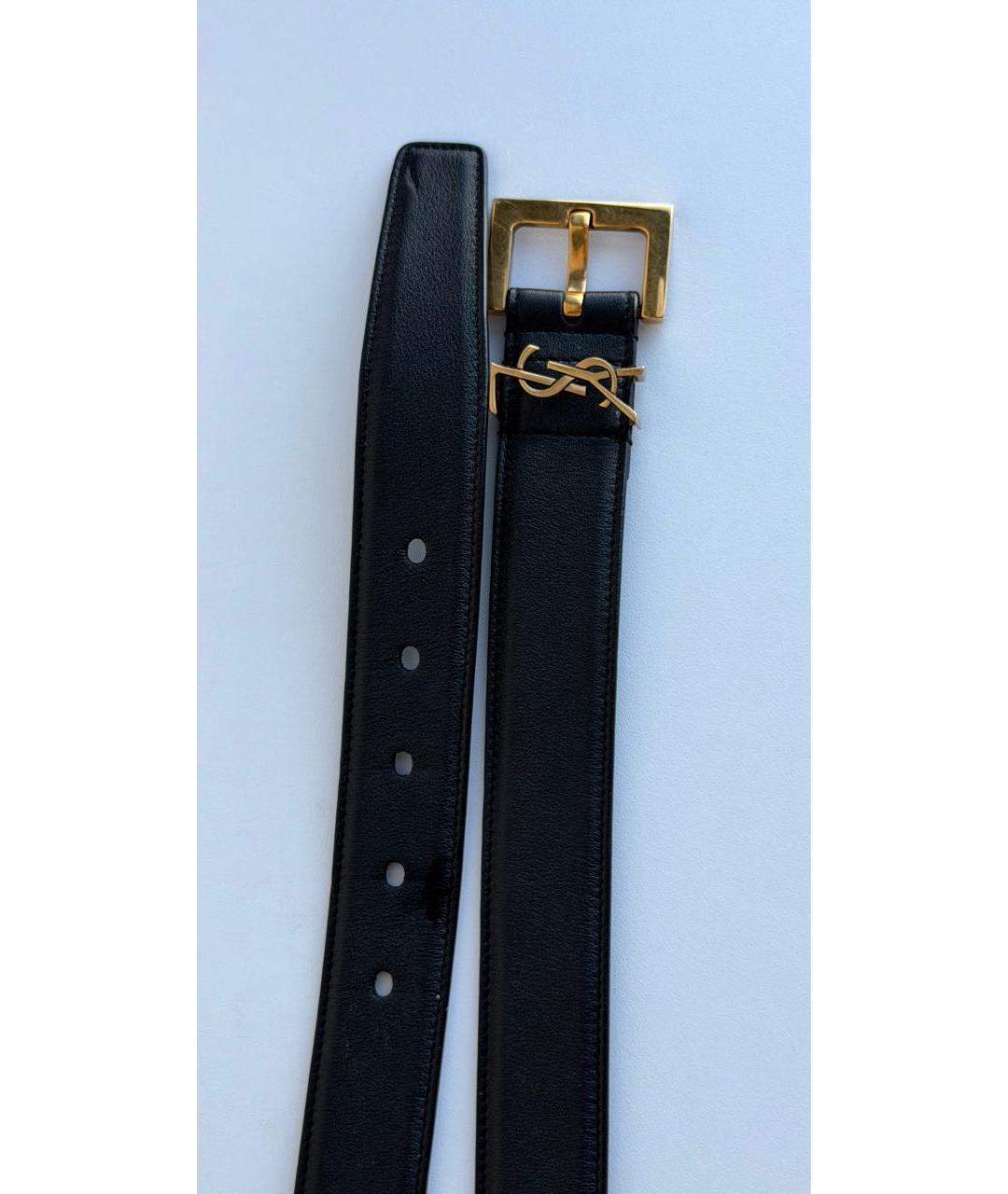 SAINT LAURENT Черный кожаный ремень, фото 4