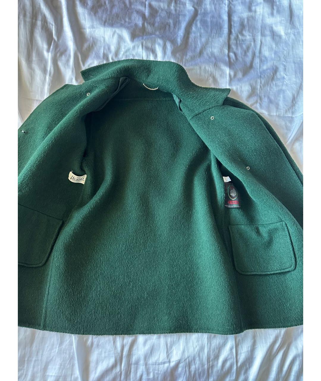 HERNO Зеленые шерстяное пальто, фото 4