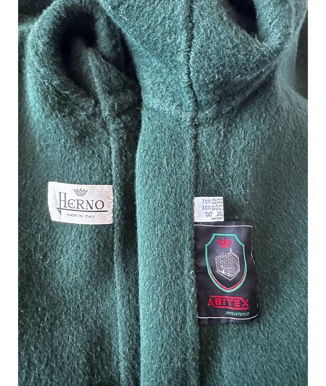 HERNO Зеленые шерстяное пальто, фото 3