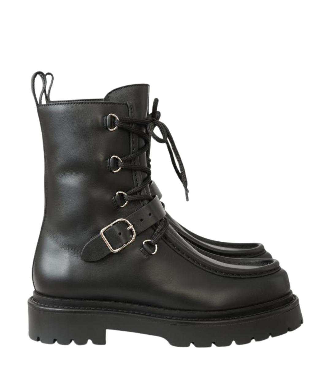 HERMES Черные кожаные ботинки, фото 1