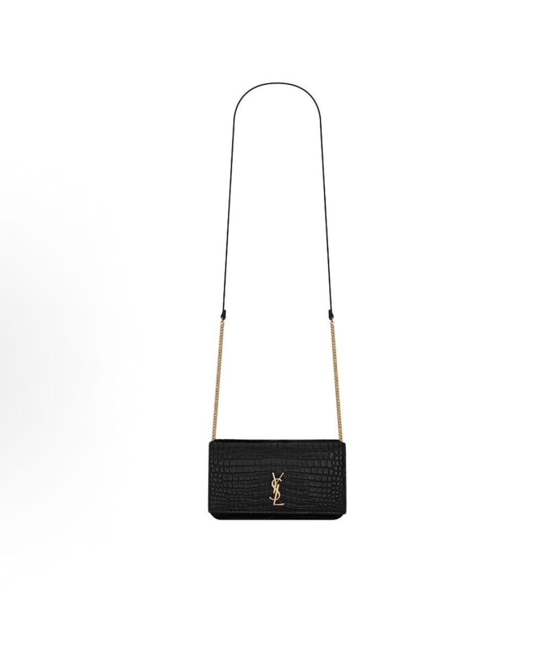 SAINT LAURENT Черная кожаная сумка через плечо, фото 3