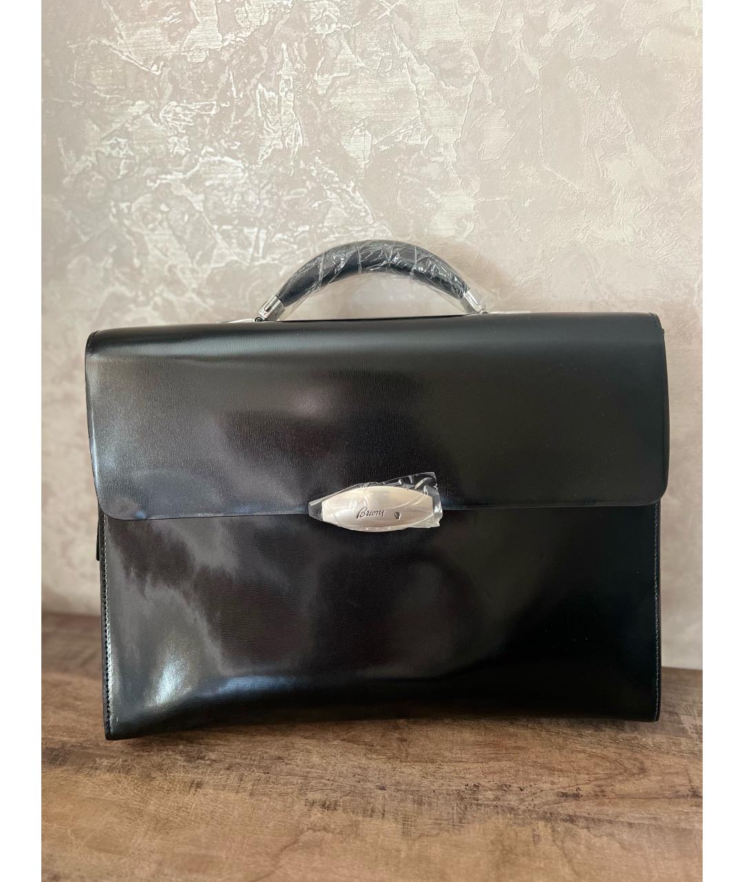 BRIONI Черный кожаный портфель, фото 7