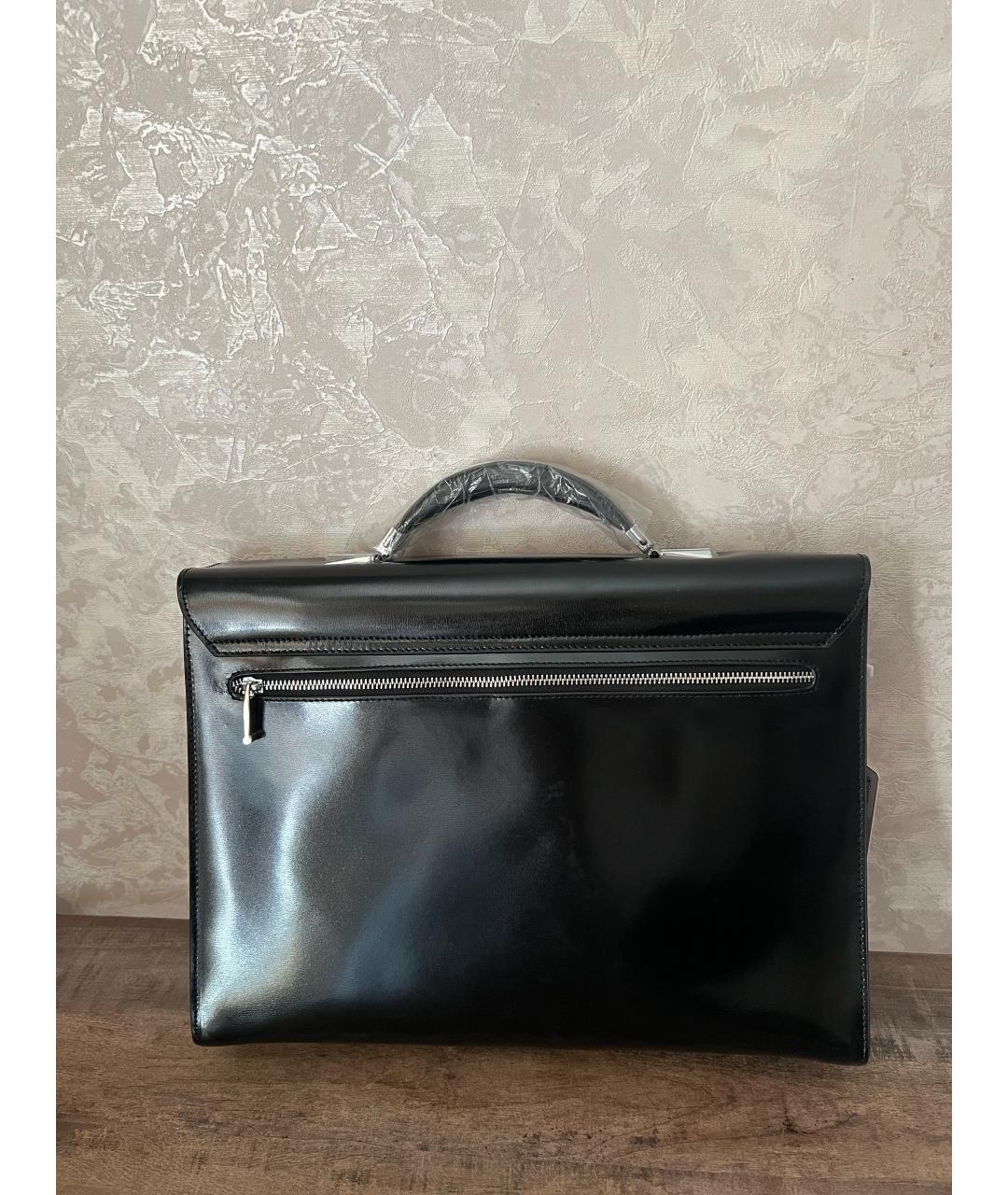 BRIONI Черный кожаный портфель, фото 4