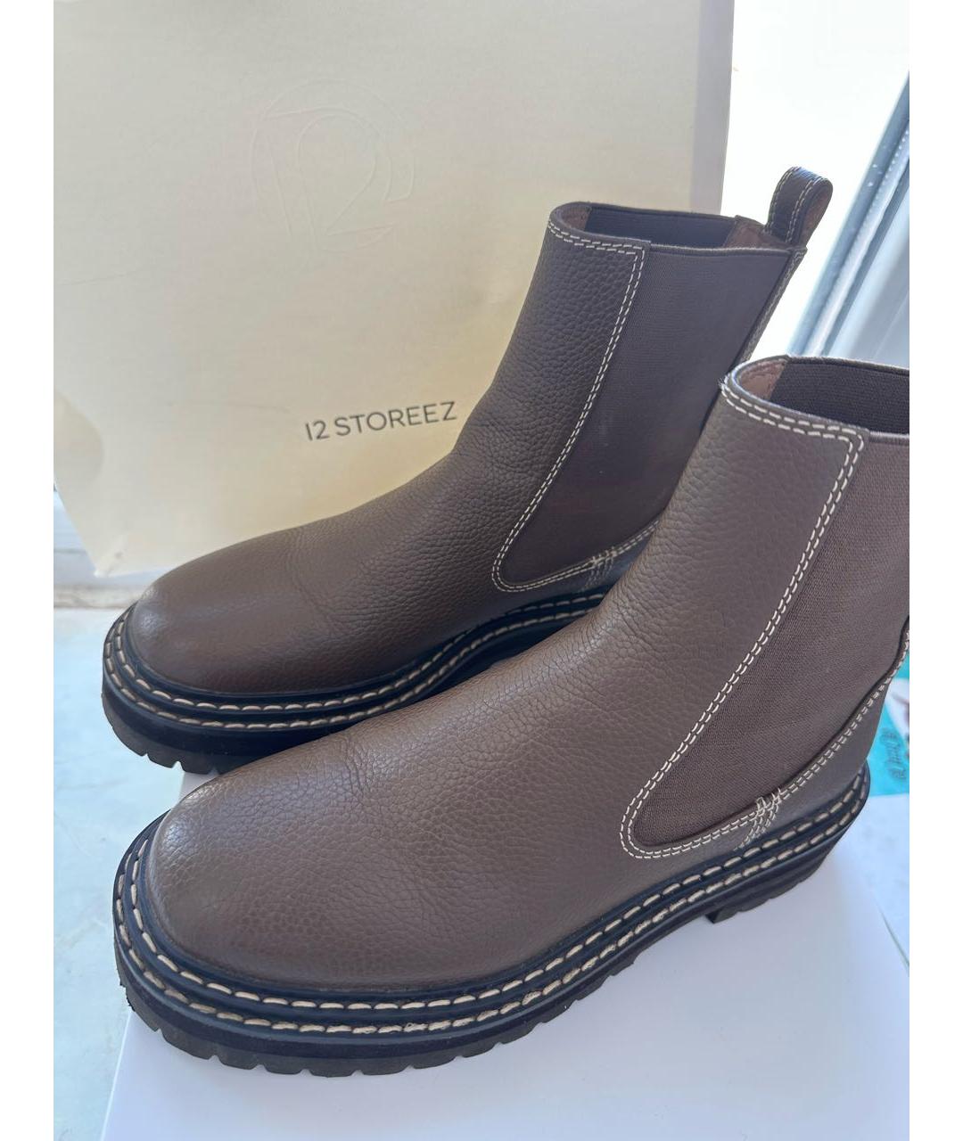 12 STOREEZ Хаки кожаные ботинки, фото 3
