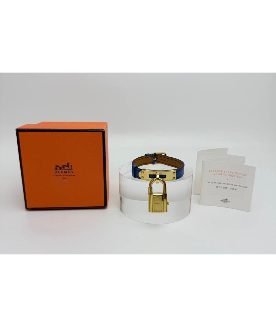 HERMES Синие позолоченные часы, фото 4