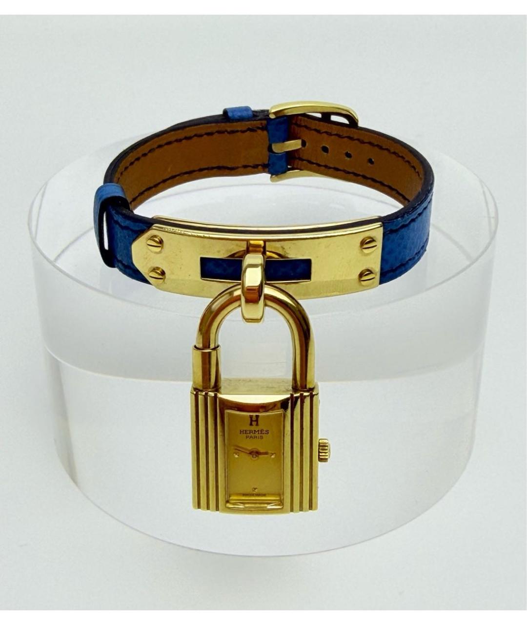 HERMES Синие позолоченные часы, фото 8