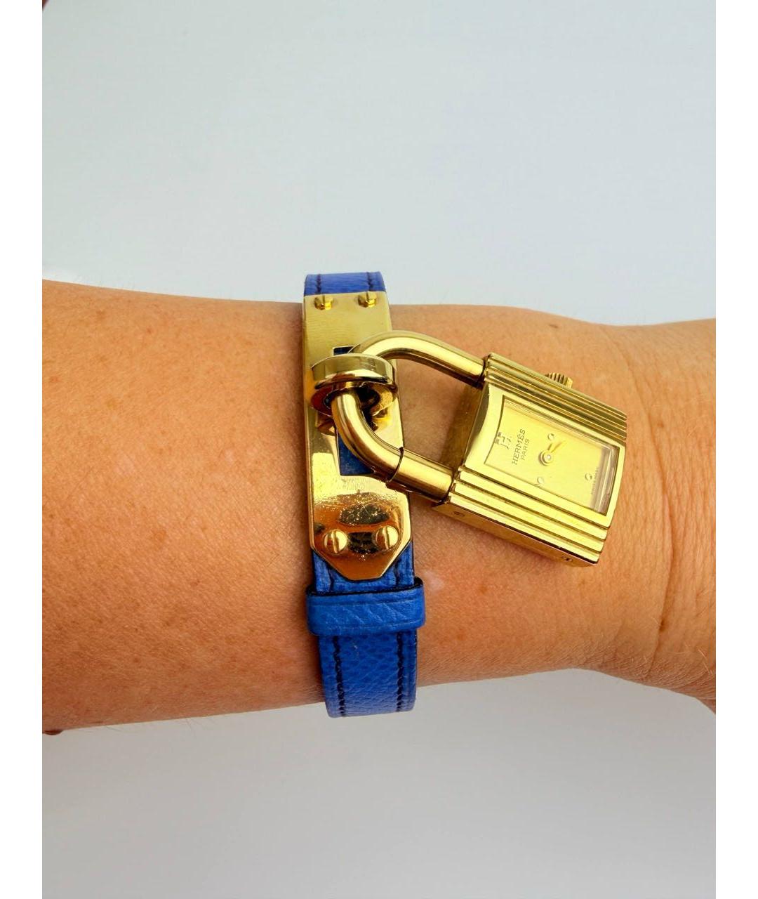 HERMES Синие позолоченные часы, фото 3