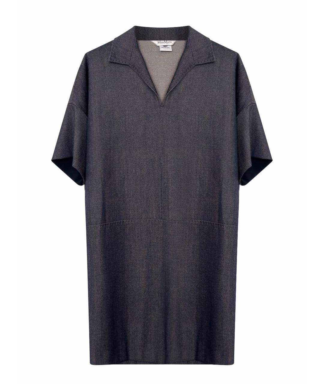 MAX MARA Темно-синее шерстяное повседневное платье, фото 1