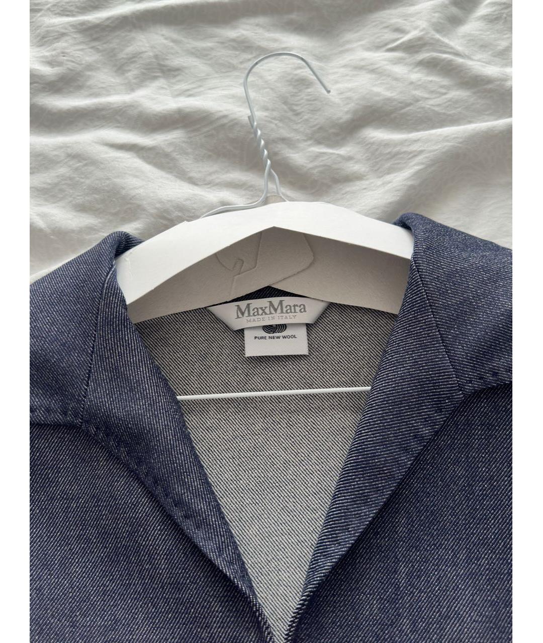 MAX MARA Темно-синее шерстяное повседневное платье, фото 3