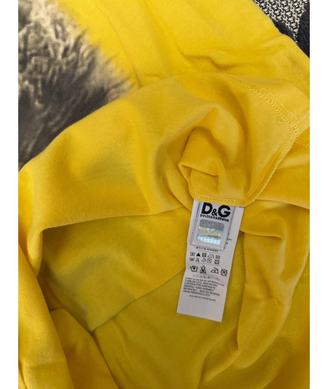 DOLCE&GABBANA Желтая хлопковая детская футболка, фото 6