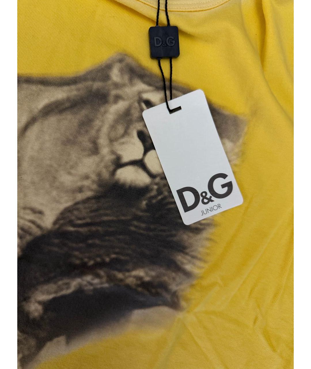 DOLCE&GABBANA Желтая хлопковая детская футболка, фото 5