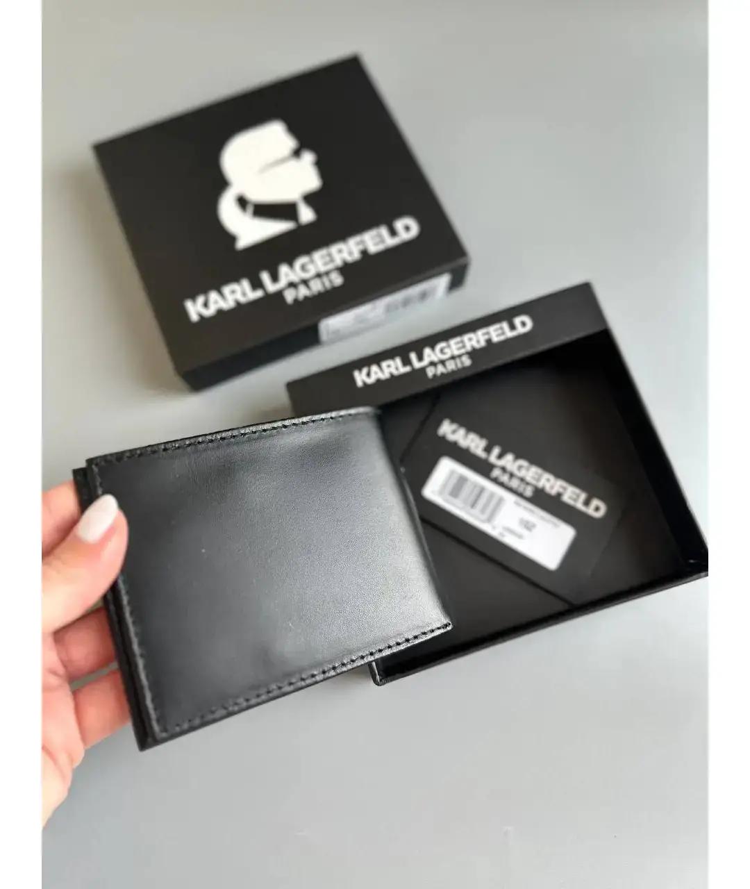 KARL LAGERFELD Черный кожаный кошелек, фото 3