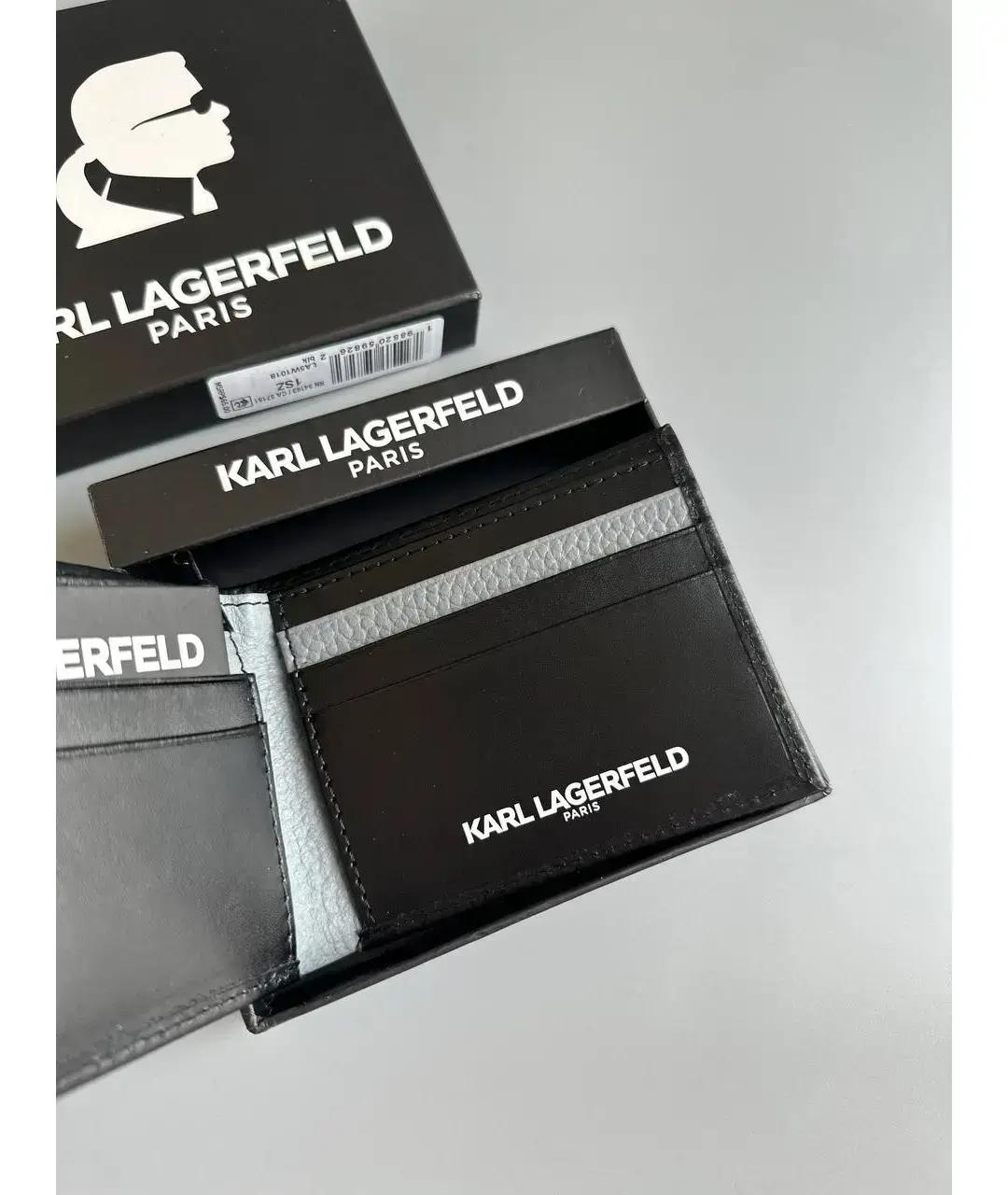 KARL LAGERFELD Черный кожаный кошелек, фото 5