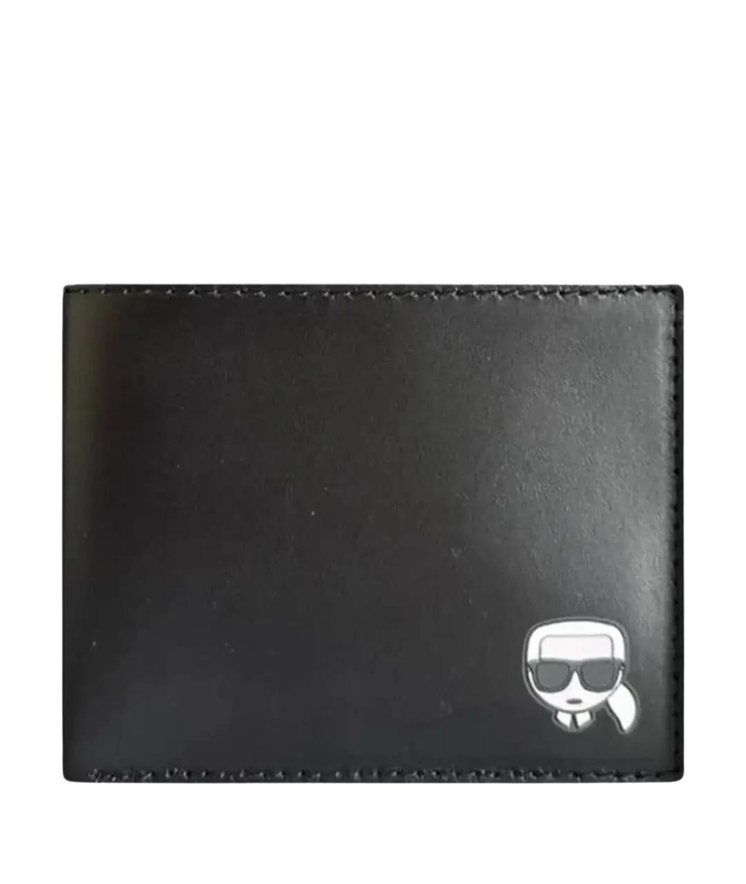 KARL LAGERFELD Черный кожаный кошелек, фото 1