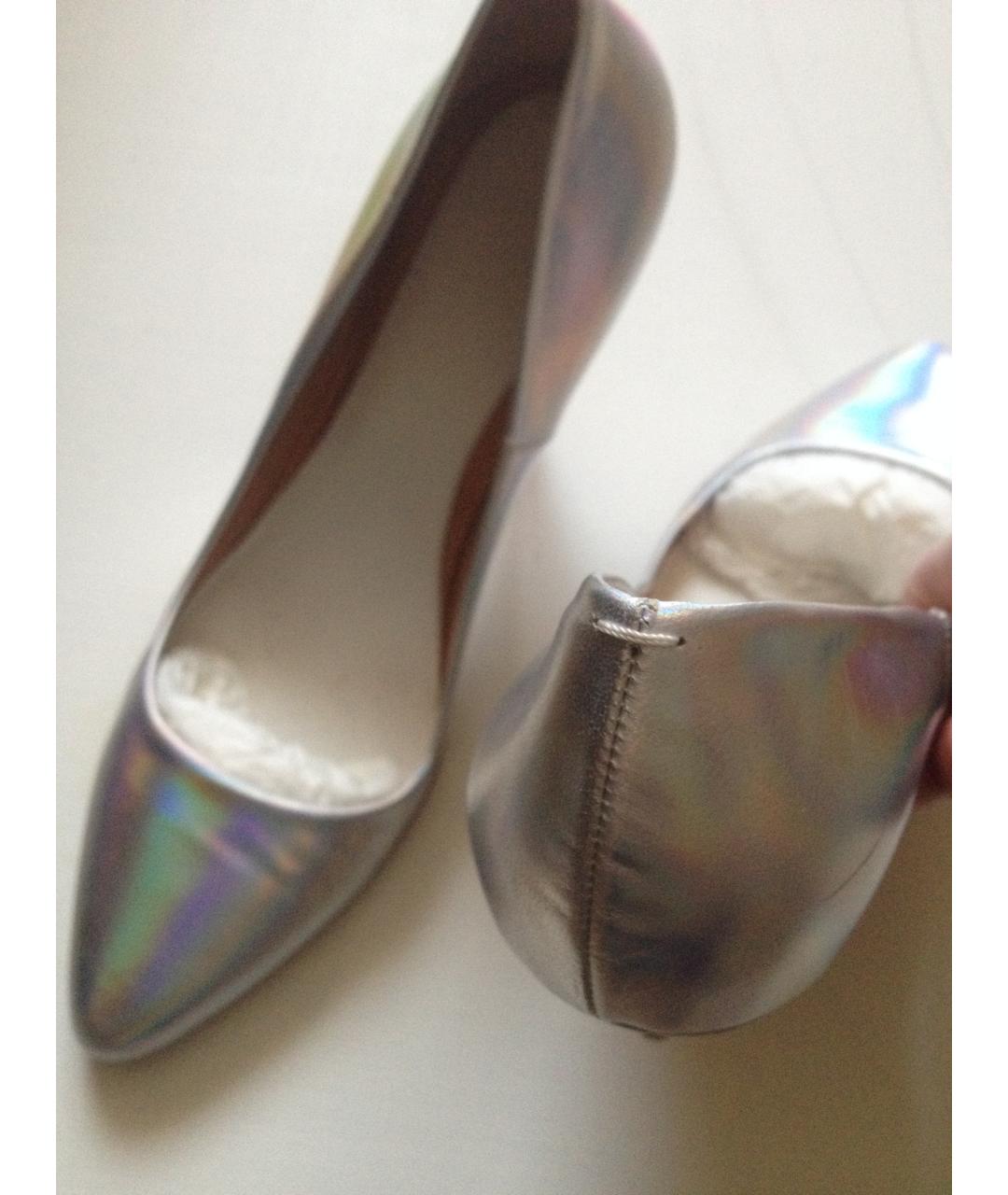 MAISON MARGIELA Серебряные кожаные лодочки на низком каблуке, фото 6