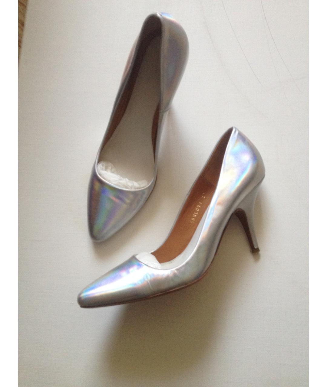 MAISON MARGIELA Серебряные кожаные лодочки на низком каблуке, фото 7