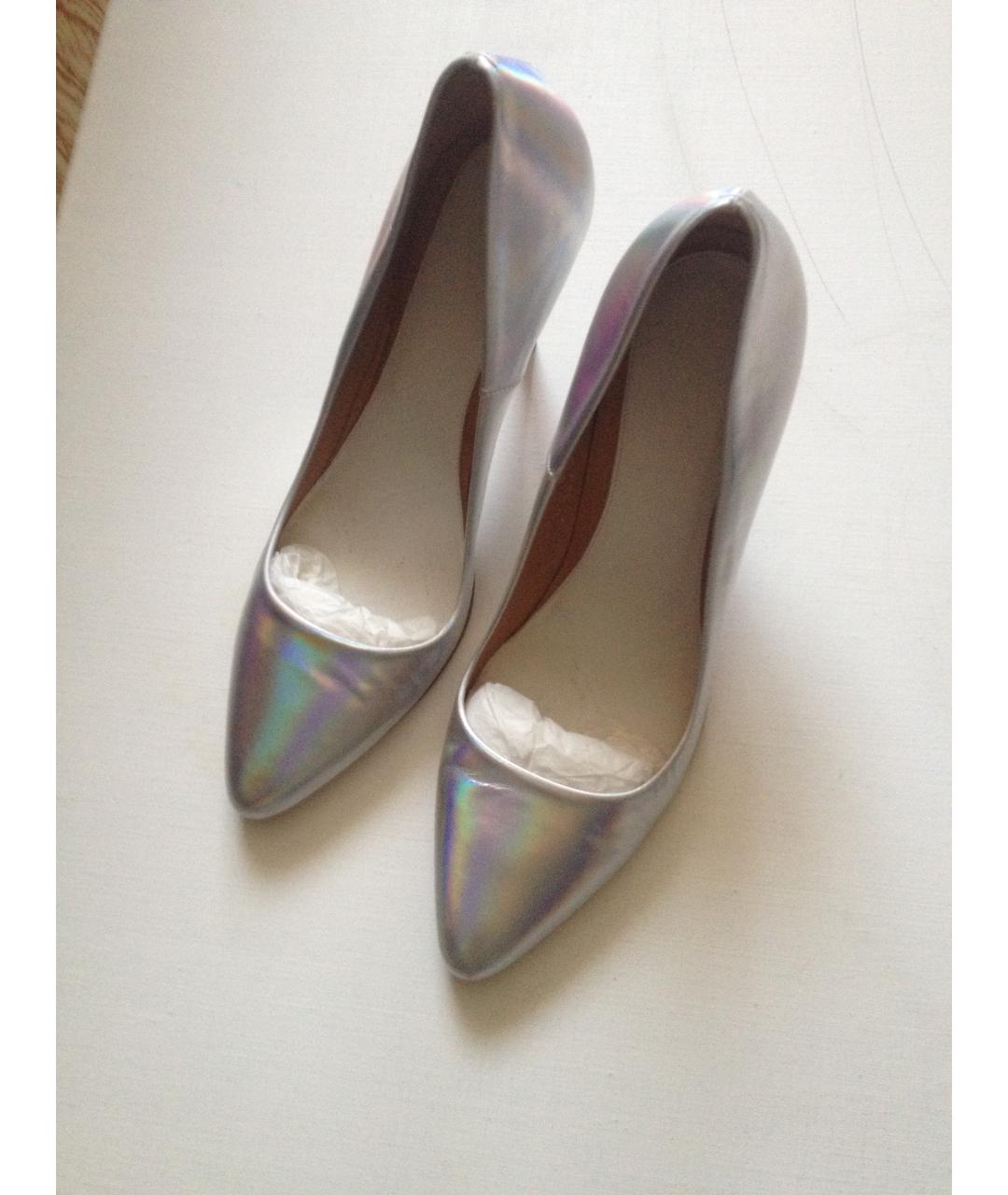 MAISON MARGIELA Серебряные кожаные лодочки на низком каблуке, фото 2