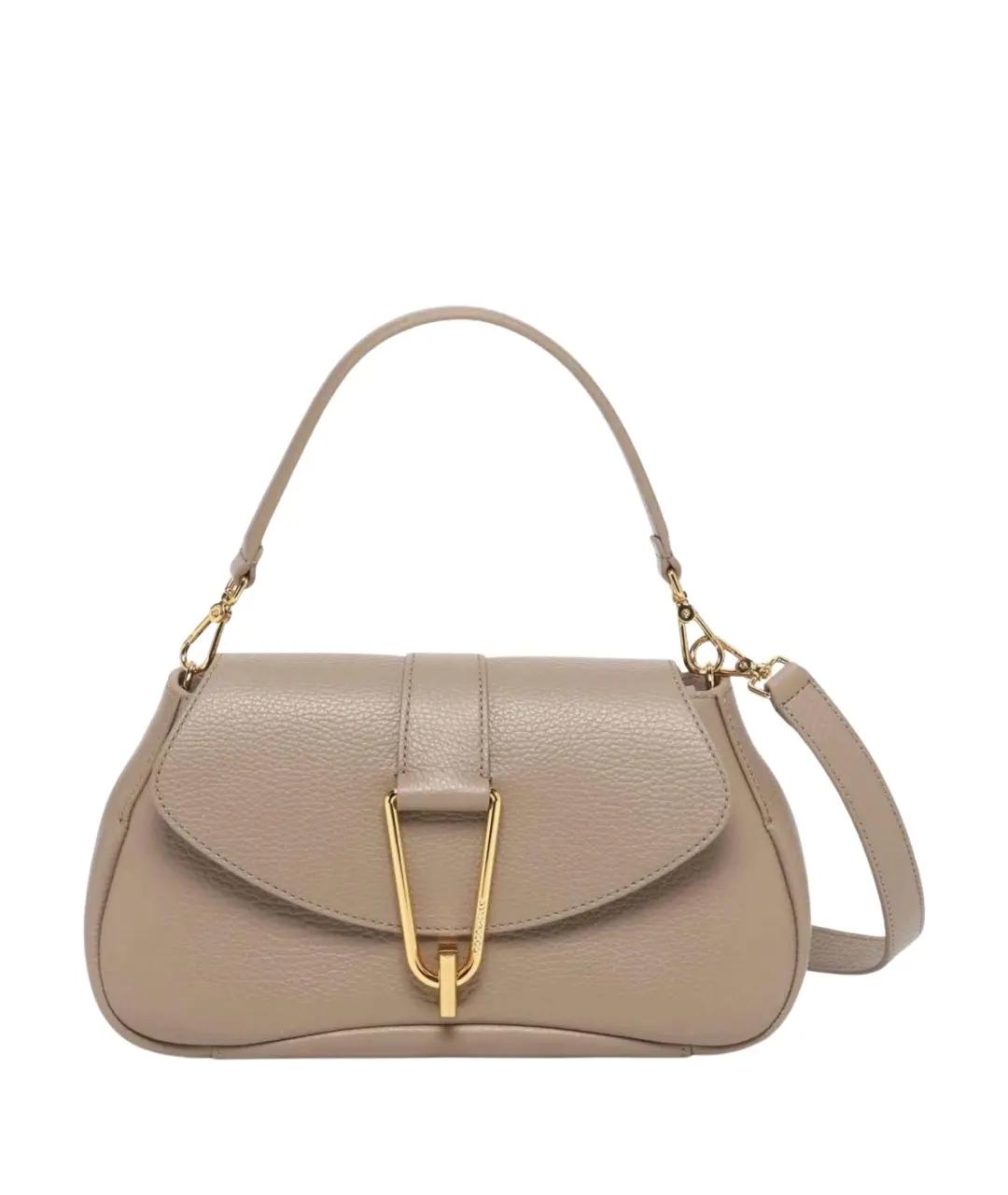 COCCINELLE Бежевая кожаная сумка с короткими ручками, фото 5