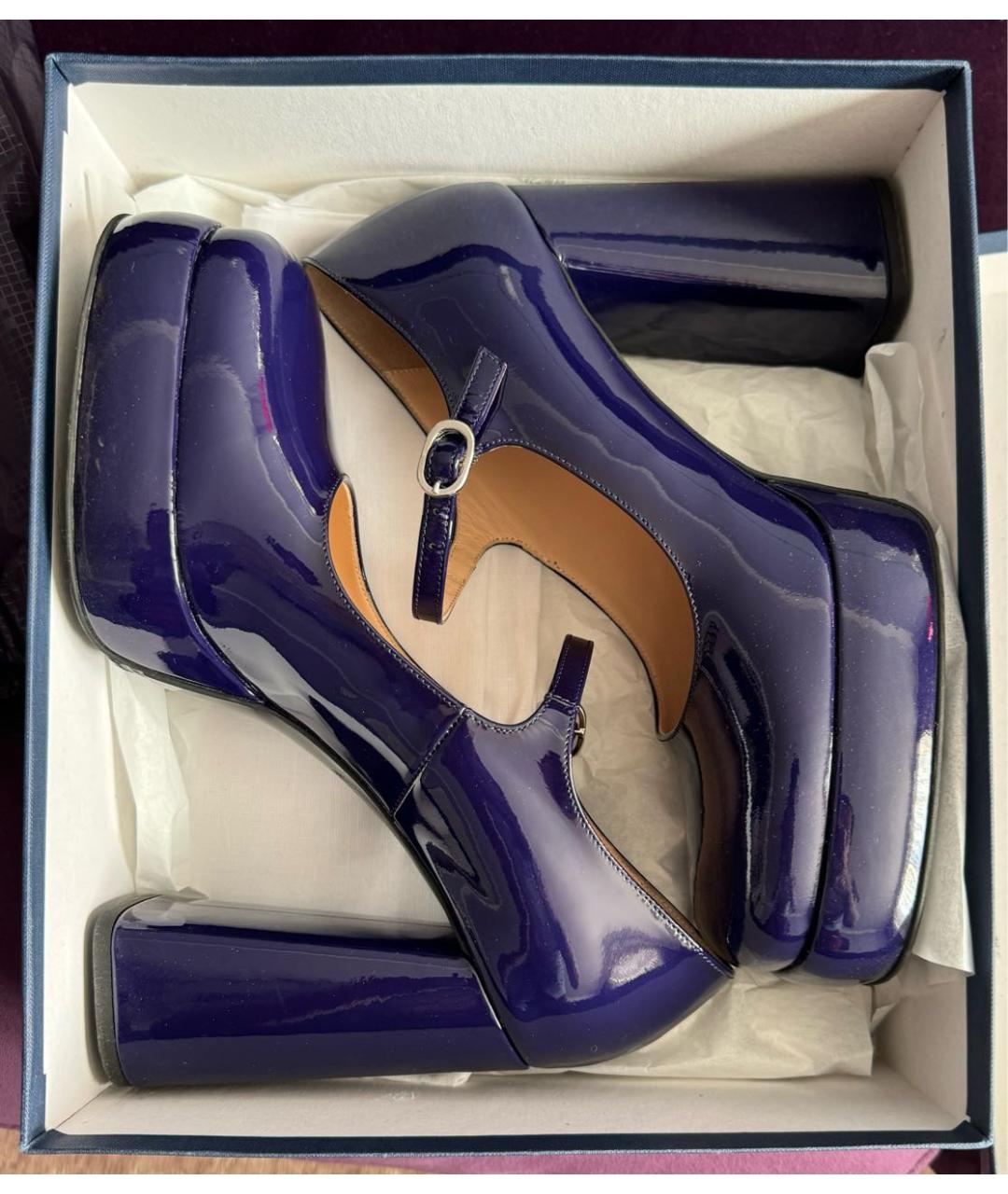 POLLINI Фиолетовые туфли из лакированной кожи, фото 4