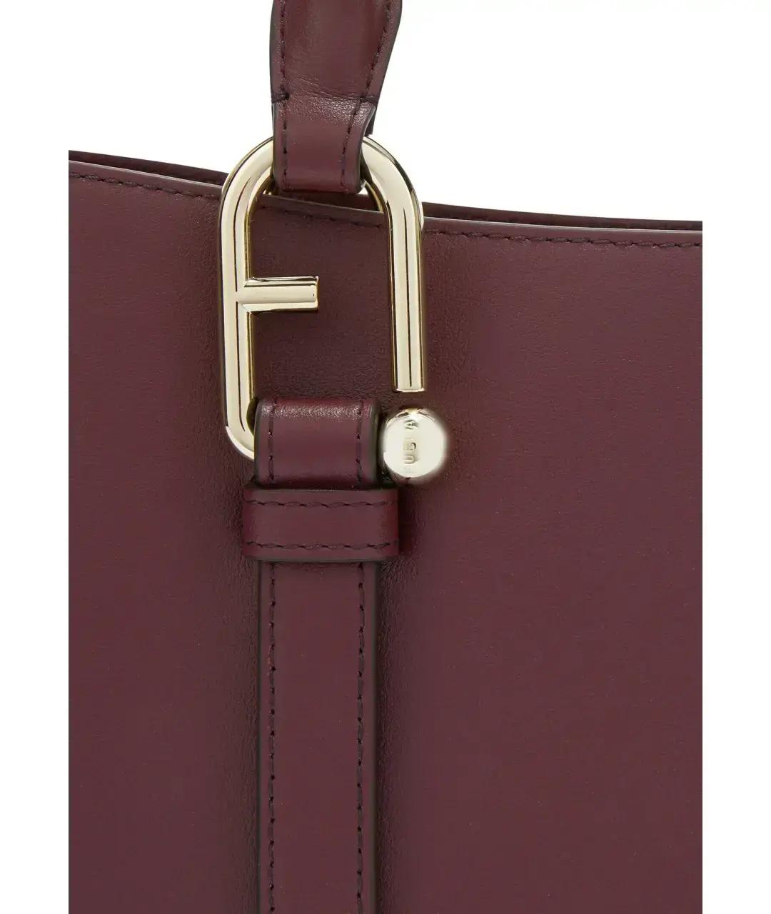 FURLA Бордовая кожаная сумка с короткими ручками, фото 3