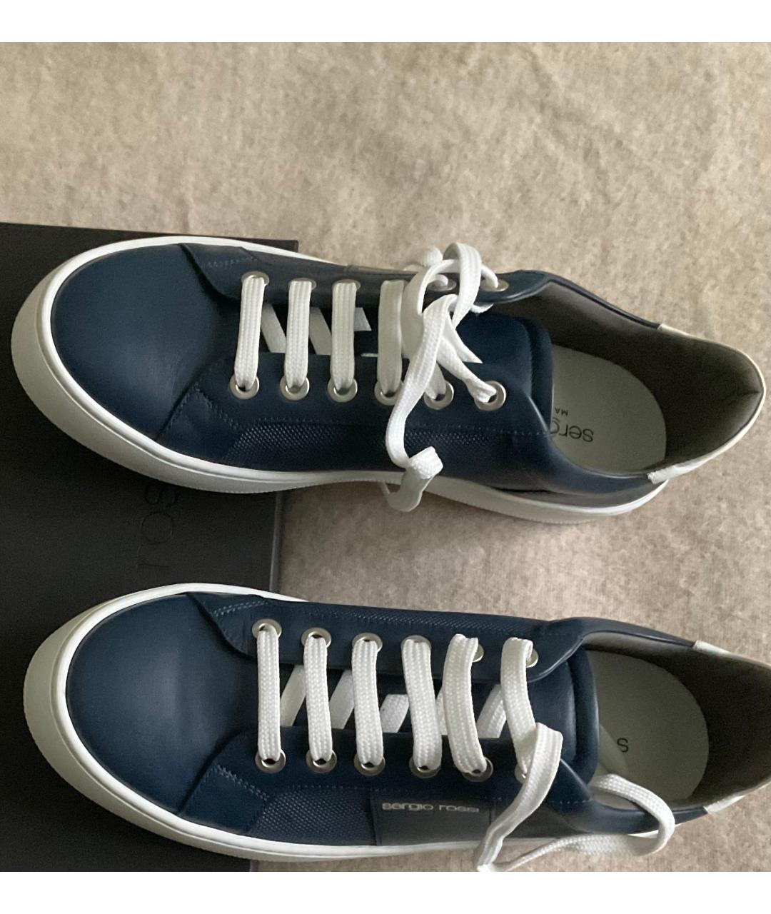 SERGIO ROSSI Темно-синие кожаные низкие кроссовки / кеды, фото 4
