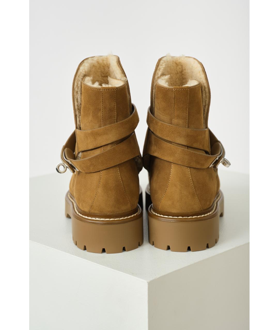 HERMES Коричневые замшевые ботинки, фото 3