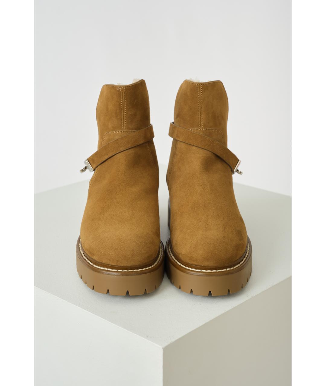 HERMES Коричневые замшевые ботинки, фото 4