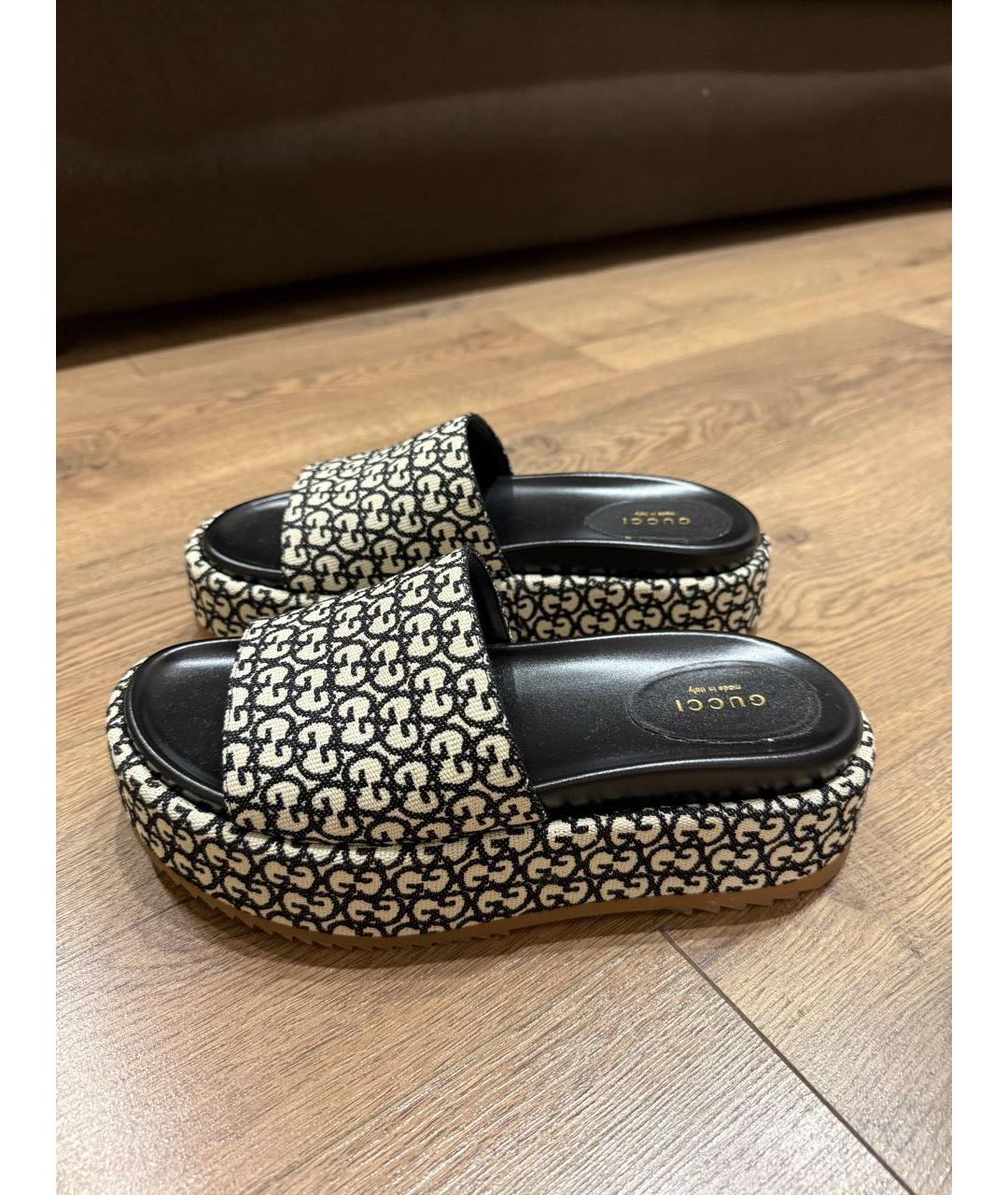 GUCCI Черные текстильные шлепанцы, фото 8