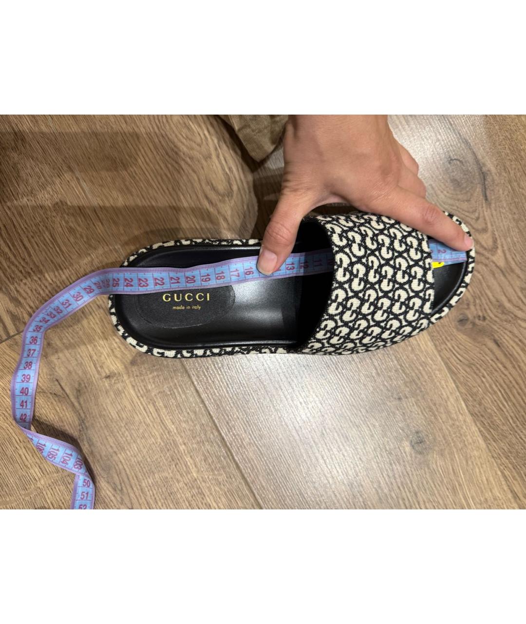 GUCCI Черные текстильные шлепанцы, фото 5