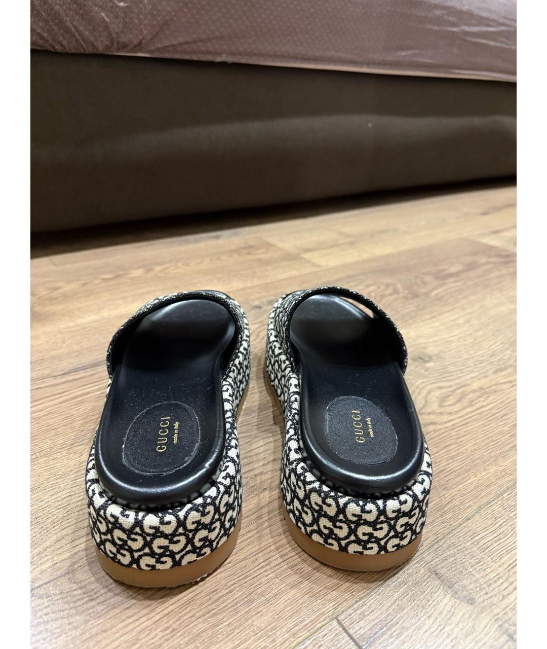 GUCCI Черные текстильные шлепанцы, фото 4