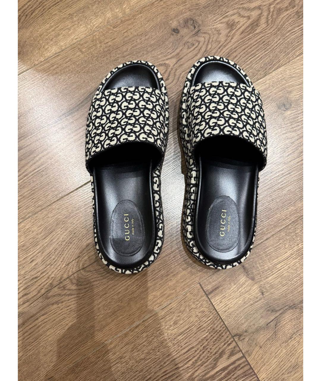 GUCCI Черные текстильные шлепанцы, фото 3