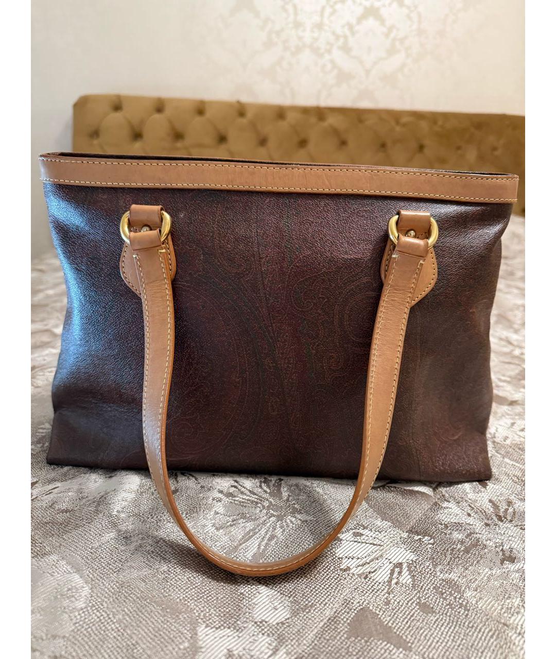 ETRO Коричневая кожаная сумка тоут, фото 2