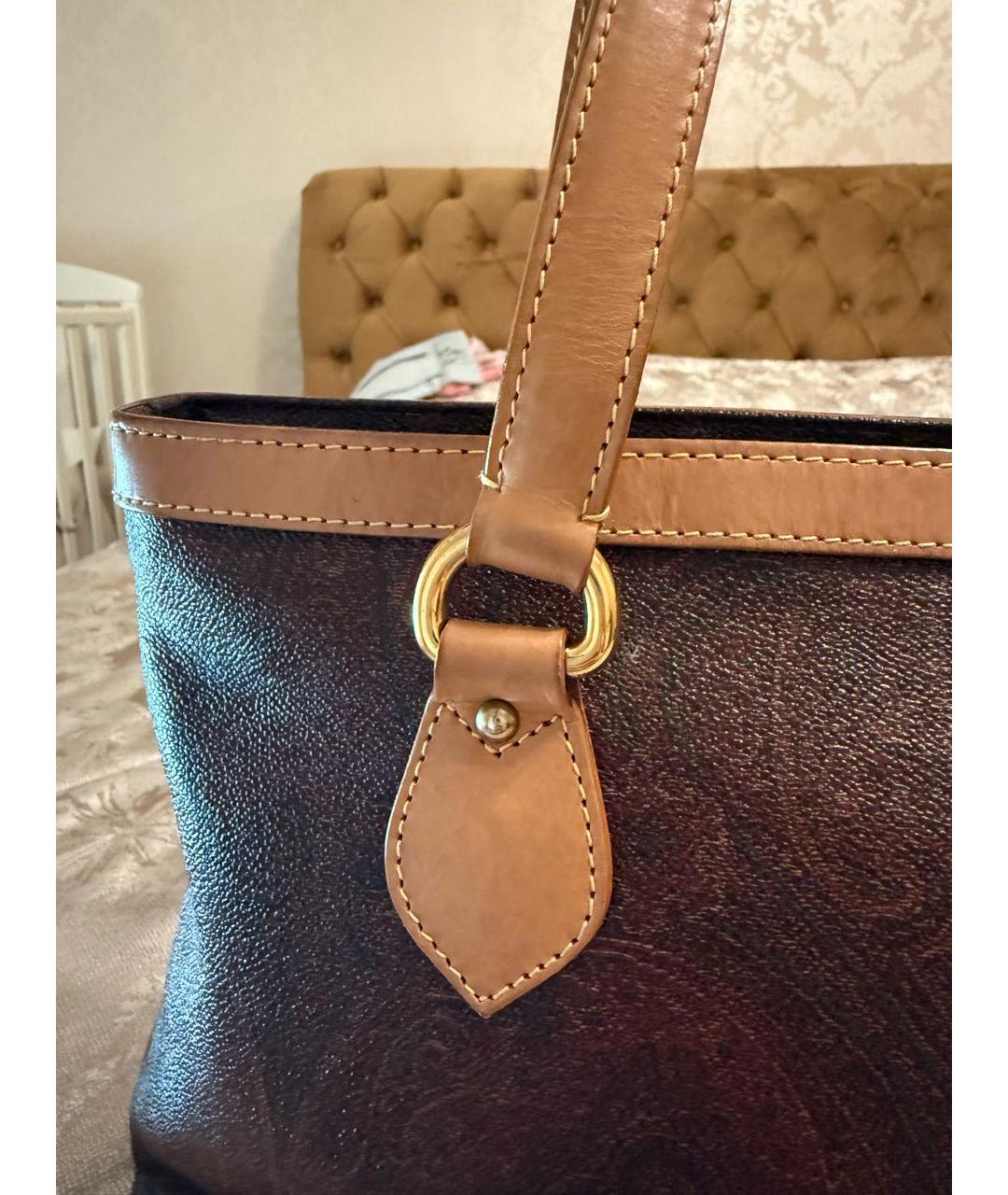 ETRO Коричневая кожаная сумка тоут, фото 3