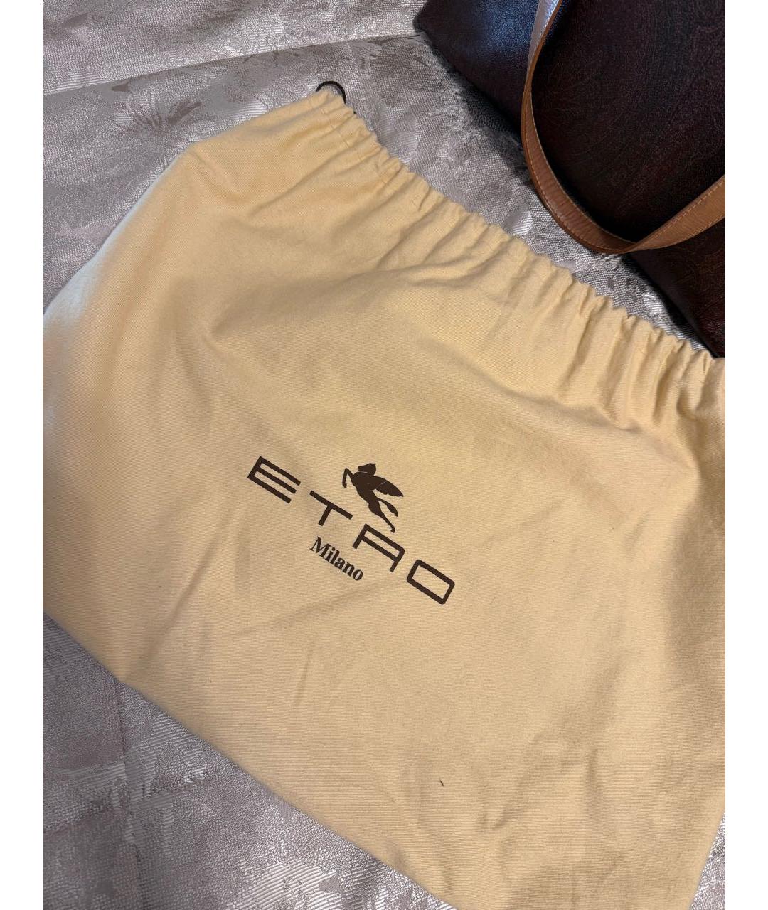 ETRO Коричневая кожаная сумка тоут, фото 8