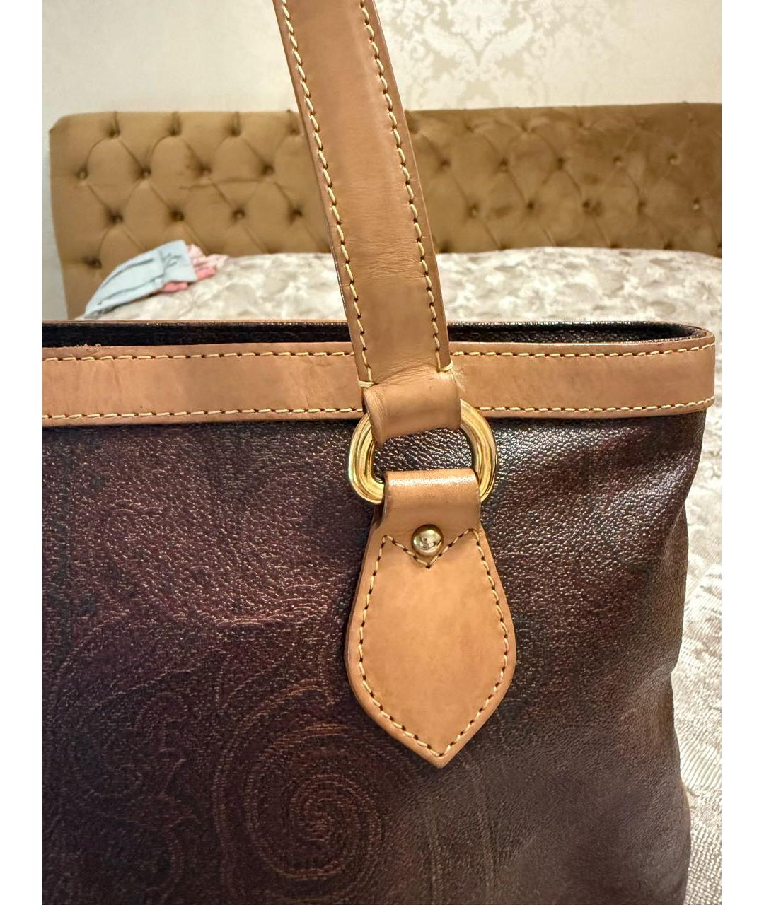 ETRO Коричневая кожаная сумка тоут, фото 4