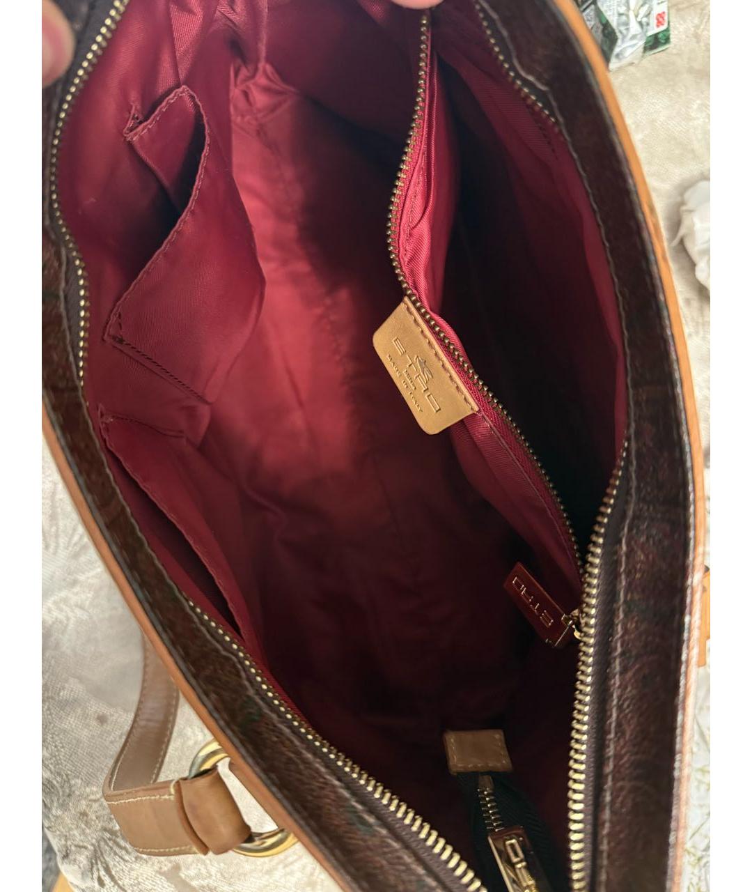 ETRO Коричневая кожаная сумка тоут, фото 6