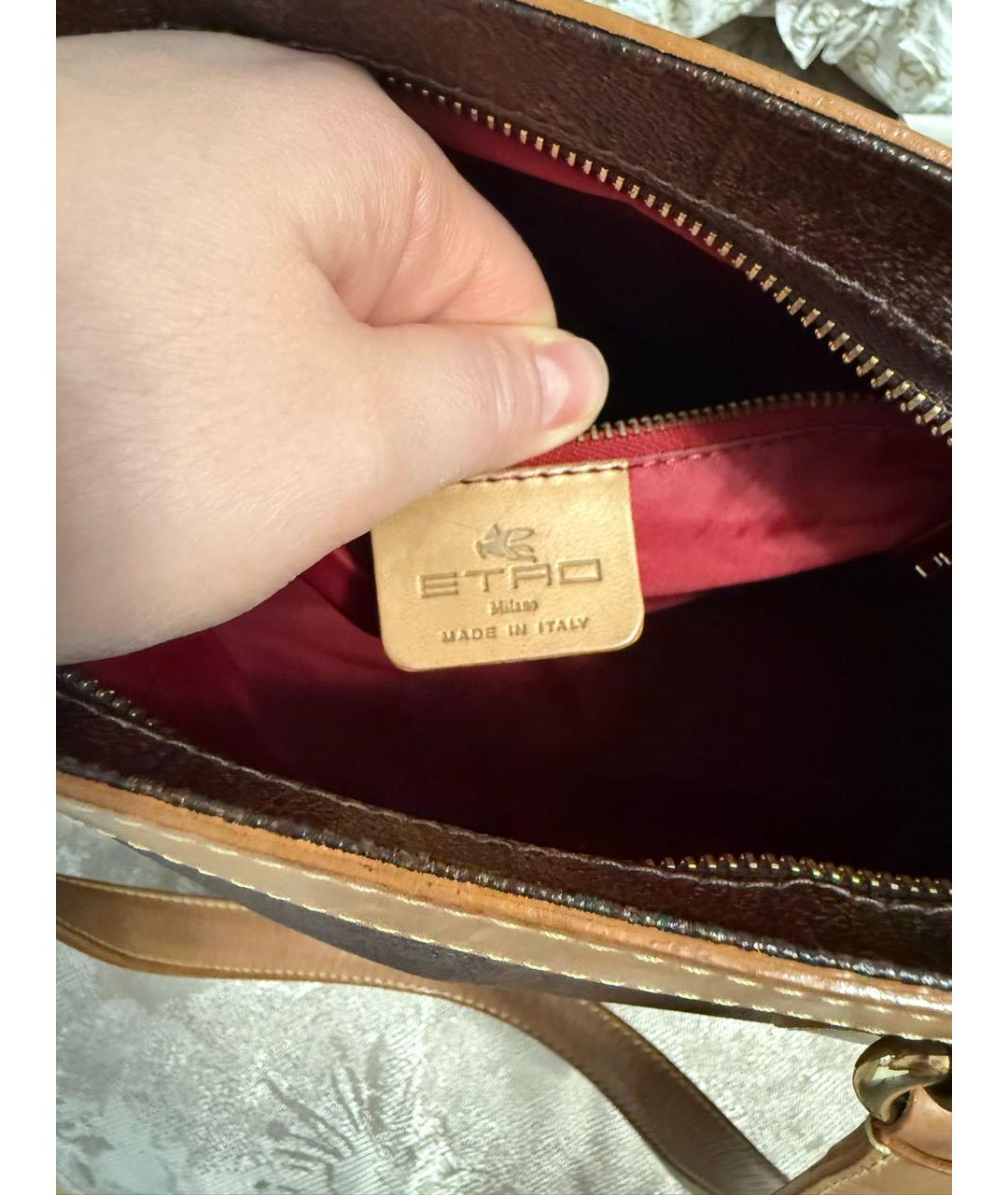 ETRO Коричневая кожаная сумка тоут, фото 7