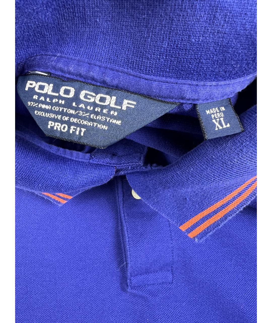 RALPH LAUREN Синее хлопковое поло с длинным рукавом, фото 3