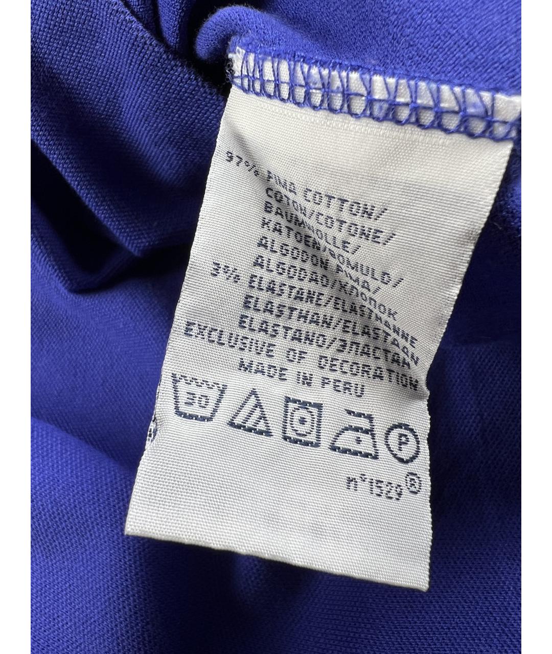 RALPH LAUREN Синее хлопковое поло с длинным рукавом, фото 5