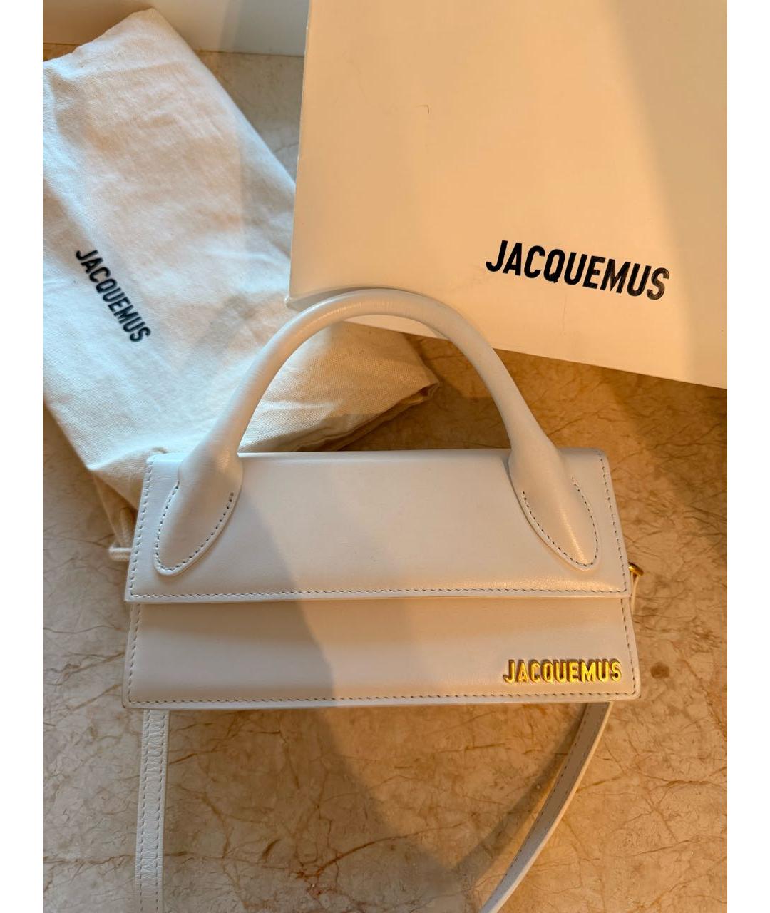 JACQUEMUS Белая кожаная сумка через плечо, фото 2