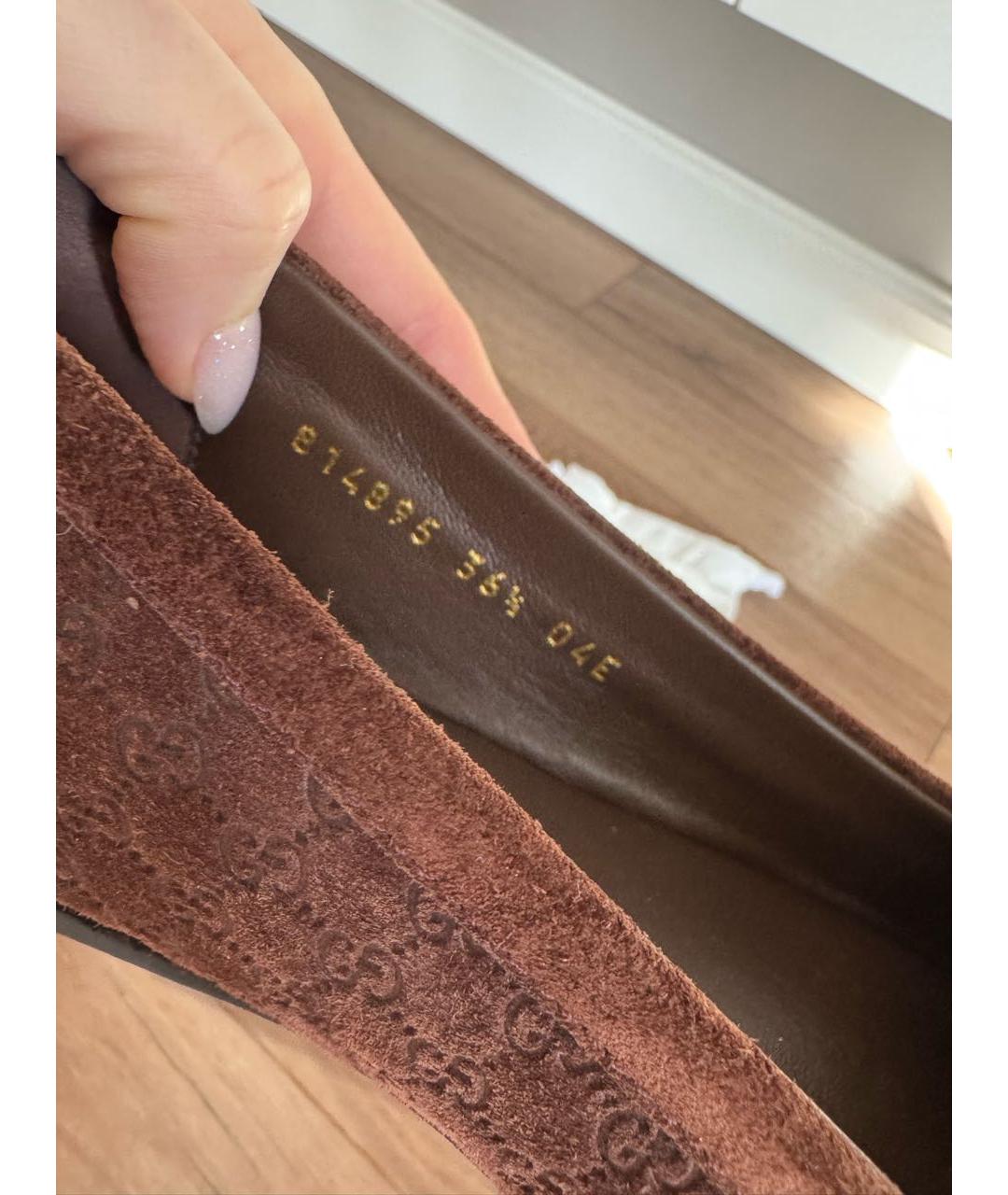 GUCCI Коричневые замшевые лоферы, фото 7