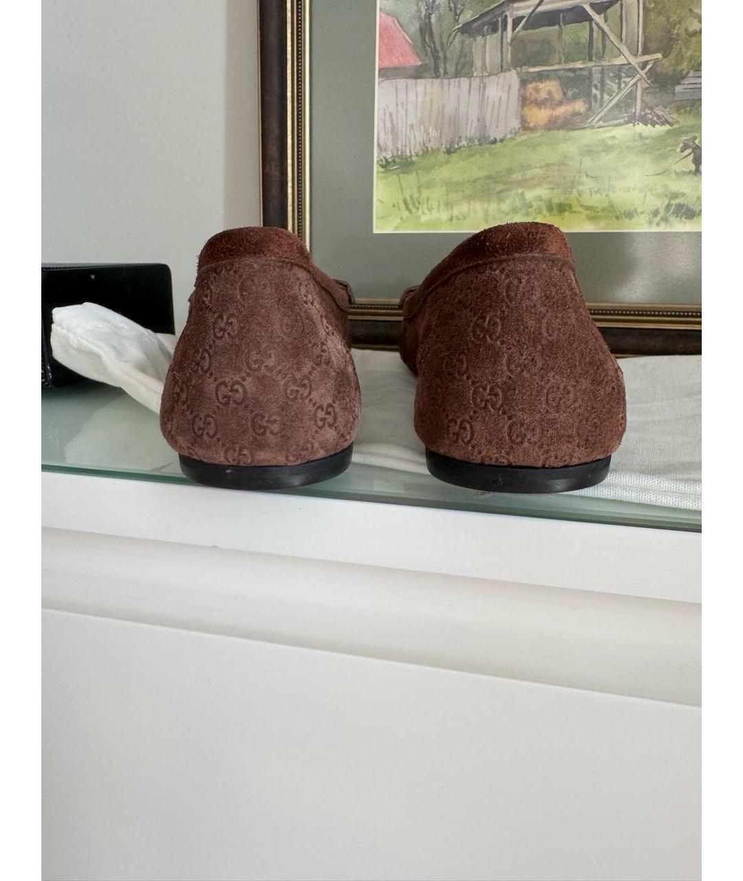 GUCCI Коричневые замшевые лоферы, фото 4