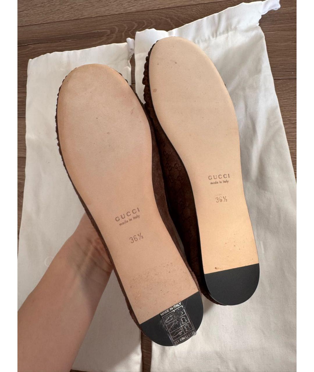 GUCCI Коричневые замшевые лоферы, фото 5