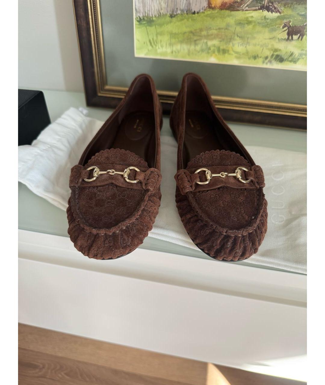 GUCCI Коричневые замшевые лоферы, фото 2